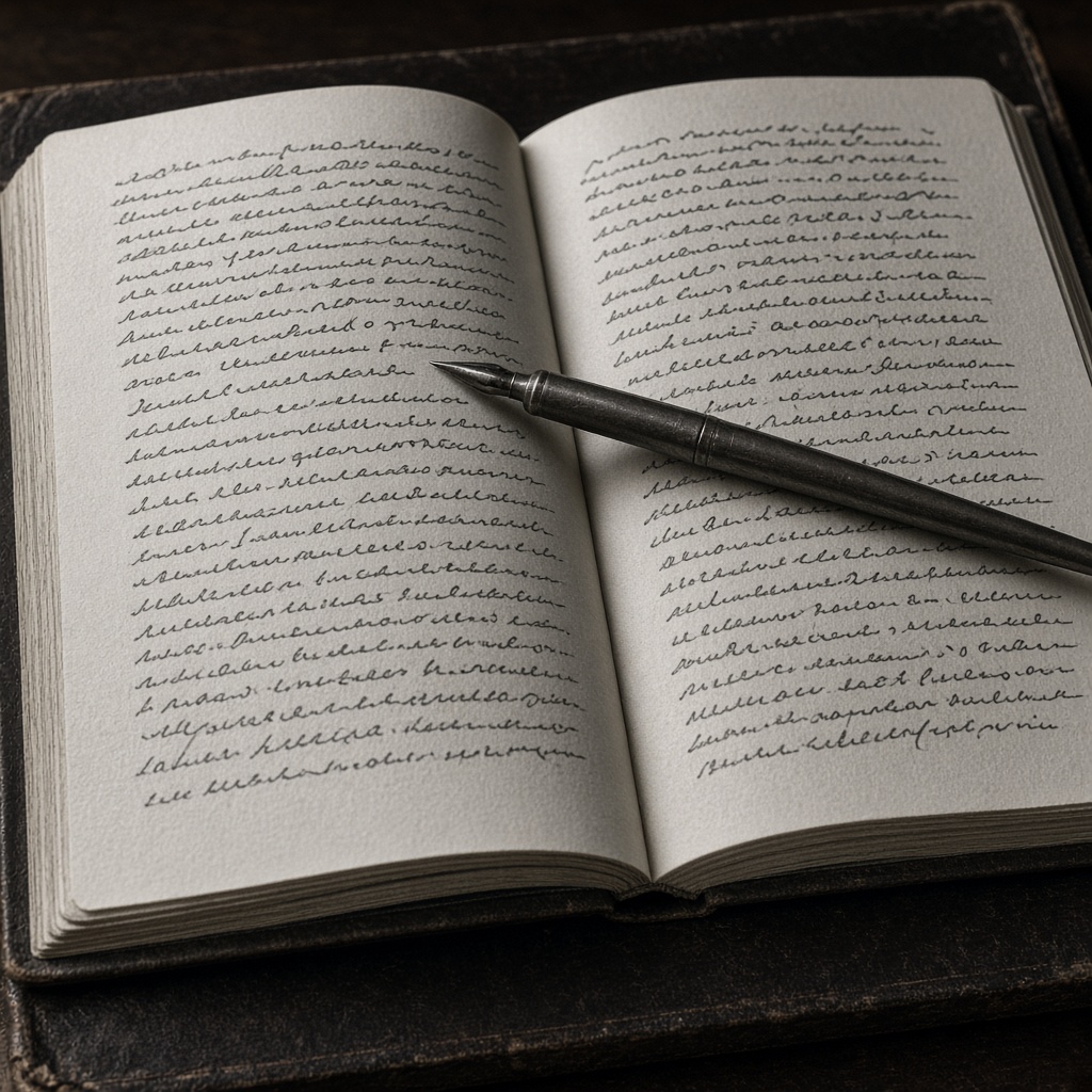 Caderno aberto escrito à mão